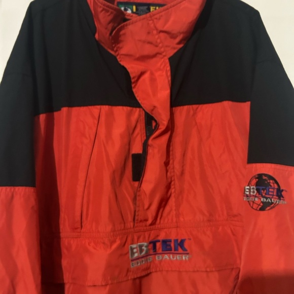 Eddie Bauer EBTEK Jacket Anorak Mens Sz XXL Red & Black Vintage Hood Zip - Picture 5 of 6
